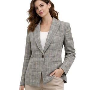 Veronica Beard Women's Gia Dickey Blazer Jacket Blue Plaid Check Sz 8 Preppy